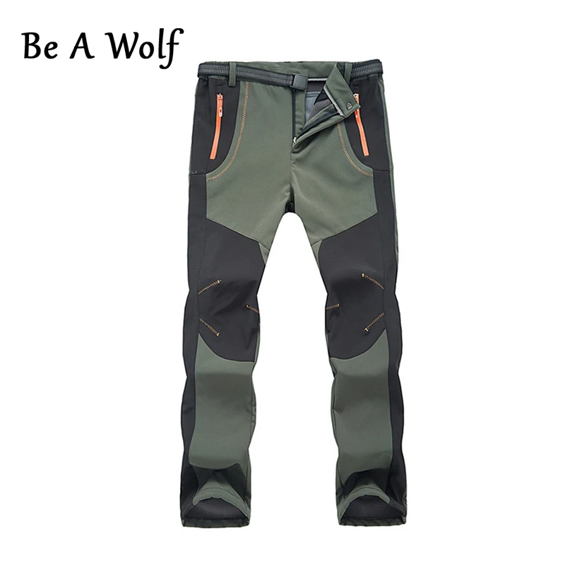 Be A Wolf Men Hiking Pants Outdoor Softshell Trousers Waterproof Windproof Fishing Cycling