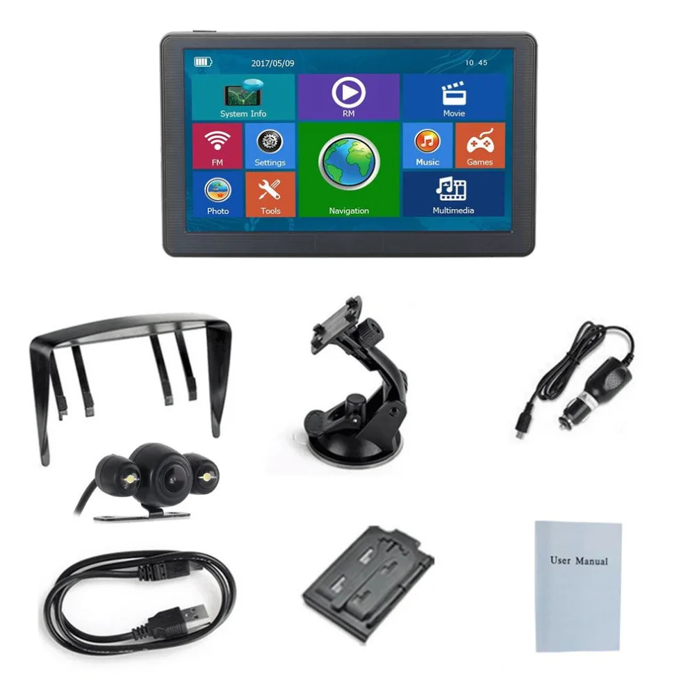 

New 7inch Car Truck GPS 8GB Wired Reversing View Camera With LED Light Sunshade Touchscreen Intelligent Navigation Bluetooth