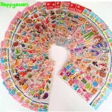 50 sheets/lot 3D Mini Cartoon Puffy Stickers Children Animal Fruit Flower Candy Cake Cars Transport Classic Toys for Kids Girls