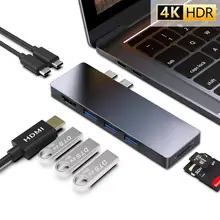 USB C концентратор многопортовый док-адаптер для Apple MacBook Pro 1" и 15",, MacBook Air, HDMI 4 K, 100 Вт питания, 40Gbp