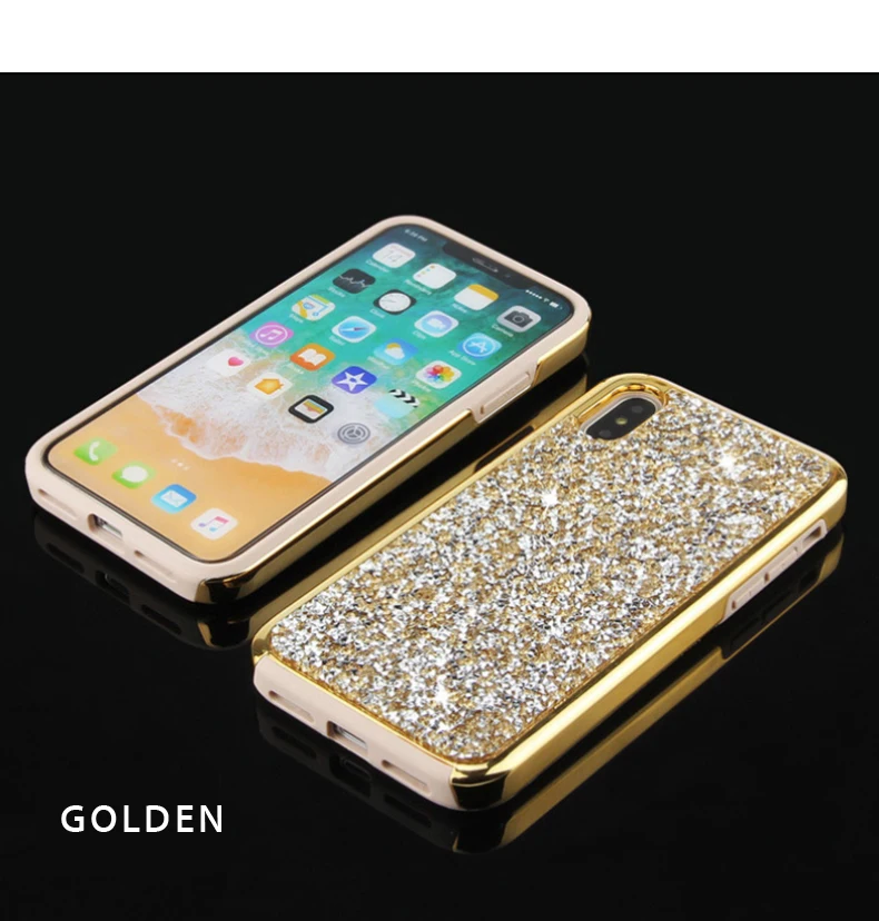 Роскошный блестящий чехол для телефона с кристаллами для iphone 7, чехол для iphone 6, 6s, 7, 8 Plus, X, Жесткий Чехол, сумки для iphone X