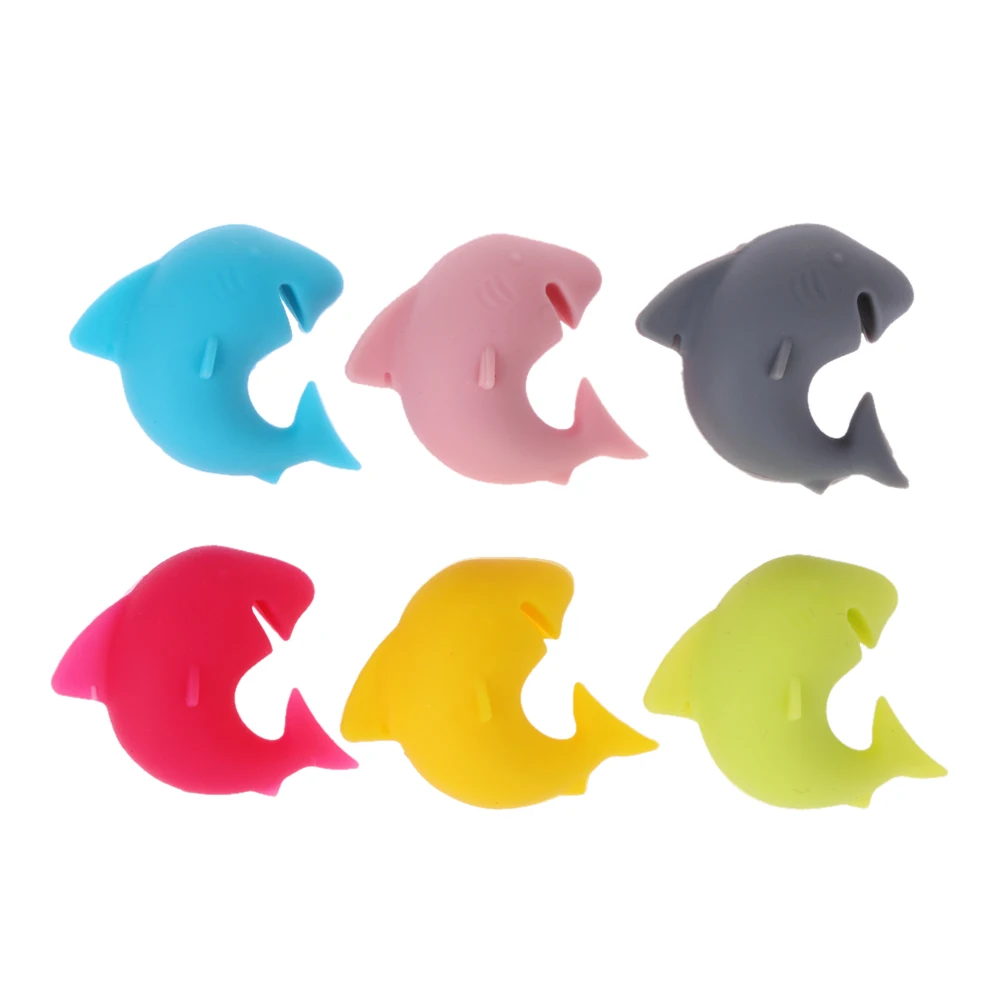 

6pc/set Glassware Markers Shark Silicone Label Rubber Wine Glasses Marker Party Dedicated Wine Glass Recognizer Wine Accessories