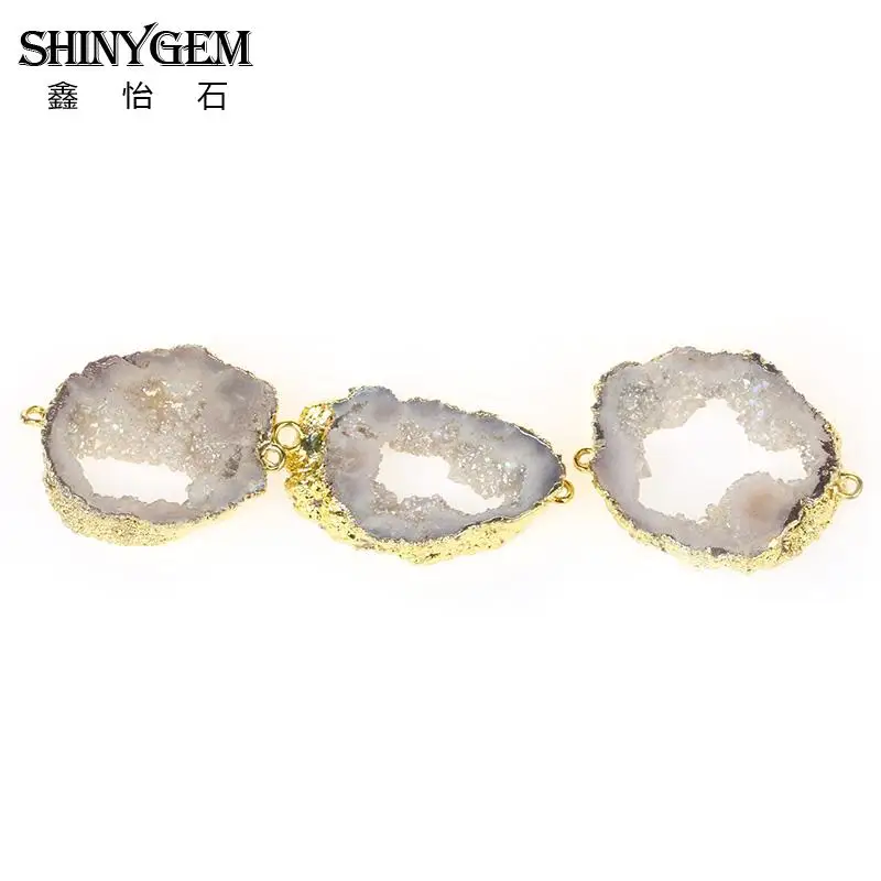 ShinyGem из друзы Камень Подвески минеральные Натуральный Камень Подвески для изготовления ювелирных изделий Разъемы для DIY ювелирных изделий 5 шт - Окраска металла: AB White