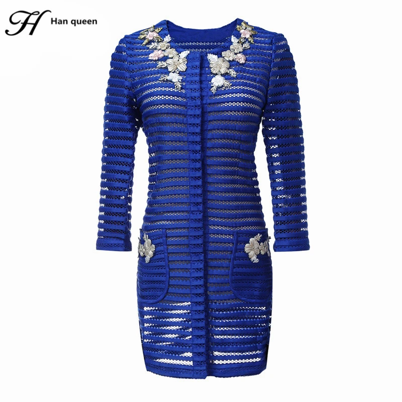 

H Han Queen Casacos Femininos Women's Winter Coat Limited Ladies Hollow Windbreaker Pocket Long Cardigans Casual Trench Coats