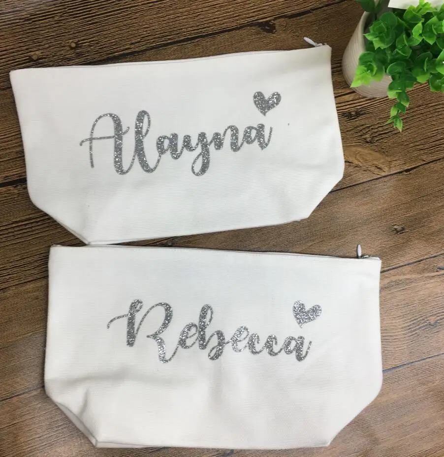 

Free Shipping Customized logo colors bachelorette party favors Canvas make up bags personalized makeup bags bridesmaid gifts