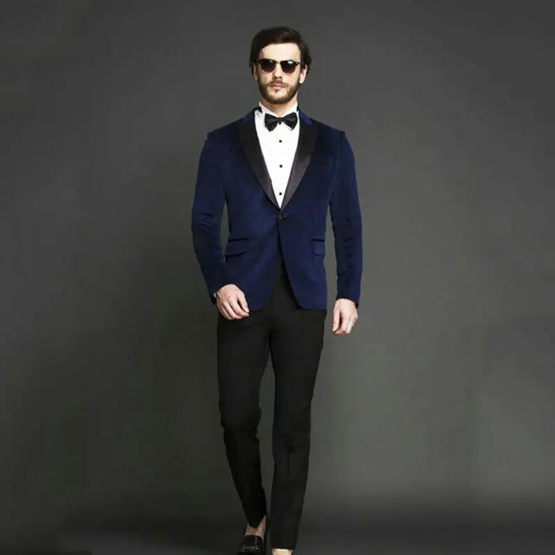 

Custom Made Royal Blue Smoking Jacket Prom Party Men Suits for Wedding Man Blazer Groom Tuxedos 2Piece Coat+Pants Costume Homme