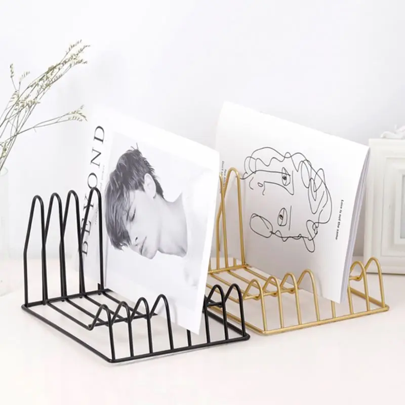 

Desktop Book Storage Rack Iron Triangular Bookshelf Organizing Shelf Bookcase Oct-8C
