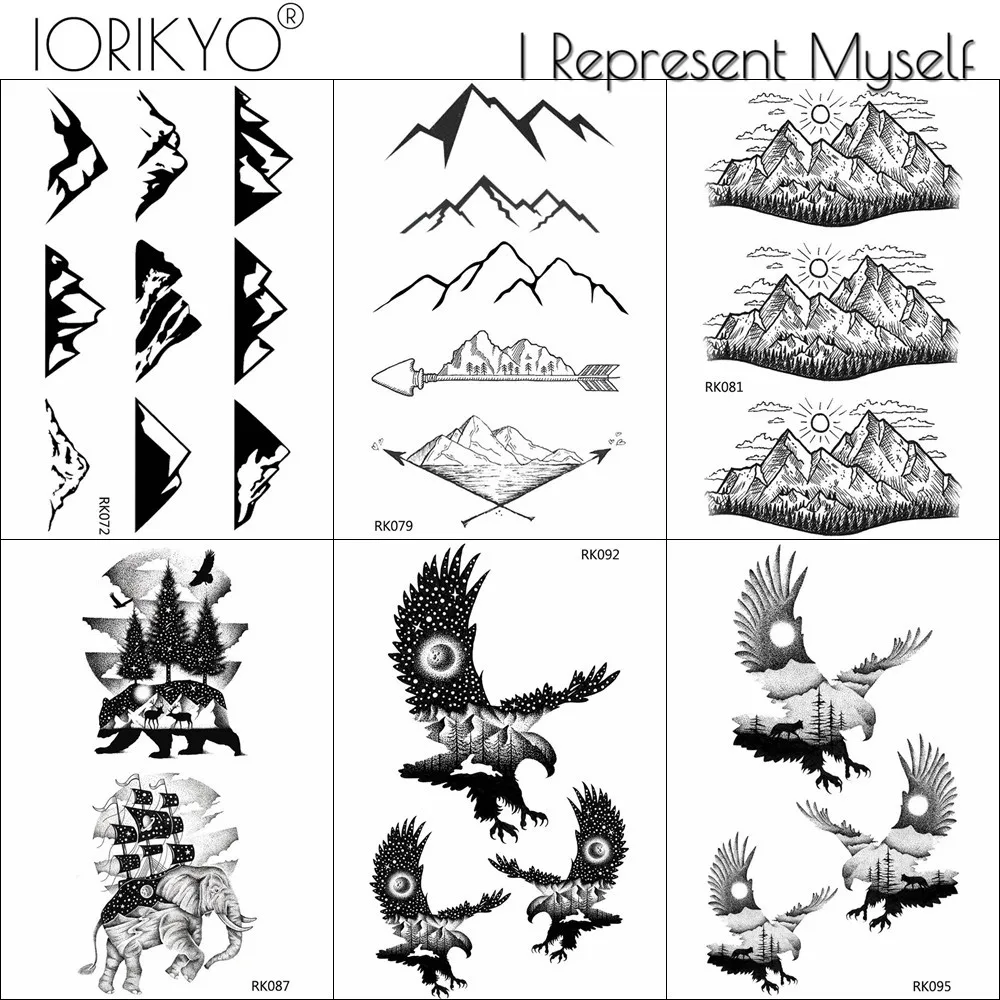 Временные татуировки ioriyo черные наклейки с якорем Орлом женские