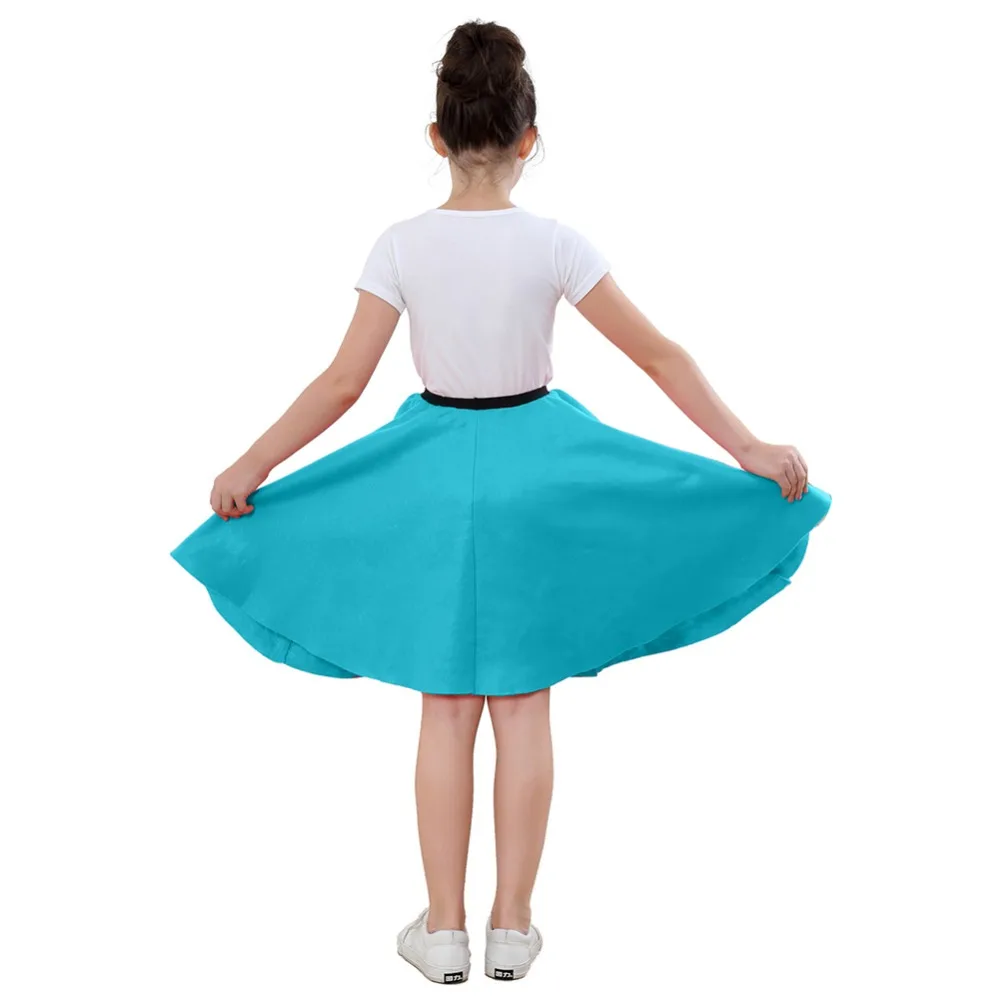Kids Poodle Skirt With Musical Note Printed Scarf Hot Pink Blue Kid costumes Halloween Cosplay
