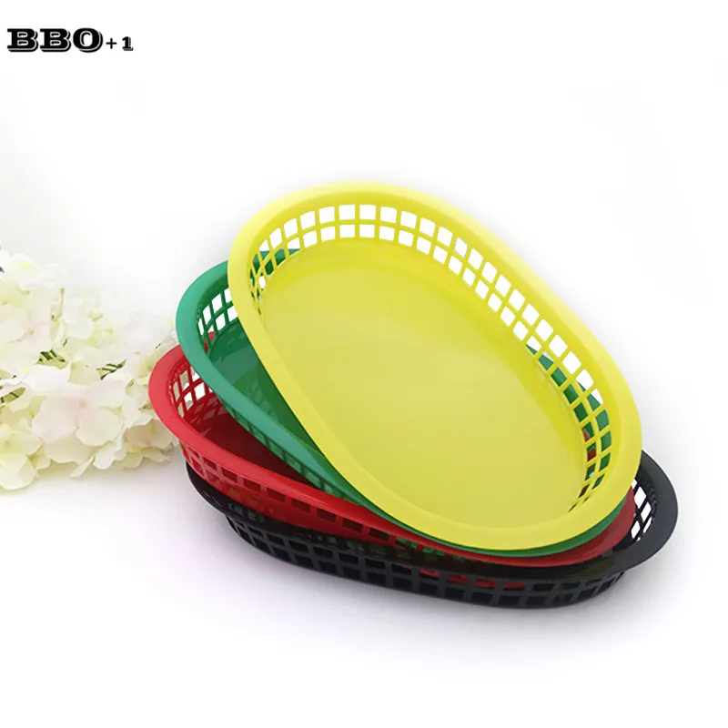 Plastic Fast Food Tray Large BBQ Deli Platter Basket set Burger Serving Tray Restaurant Bread Picnic BBQ Accessories