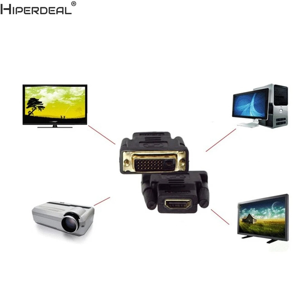 HIPERDEAL DVI-D Мужской(24+ 1 pin) к HDMI Женский(19-pin) HD HDTV монитор дисплей адаптер Oct30HW