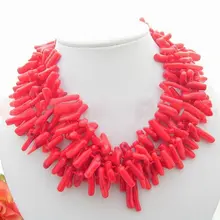 Очаровательная! 5strds красный винный бар коралловый Цепочки и ожерелья