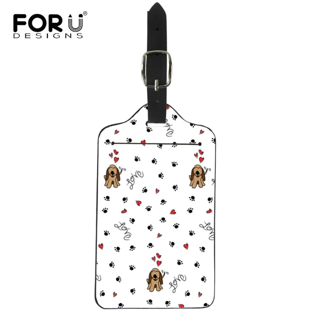 

FORUDESIGNS Dog Bone Paw Print Cute Luggage Tags ID Address Holder Suitcase Portable Label Protection Cover Travel Accessories