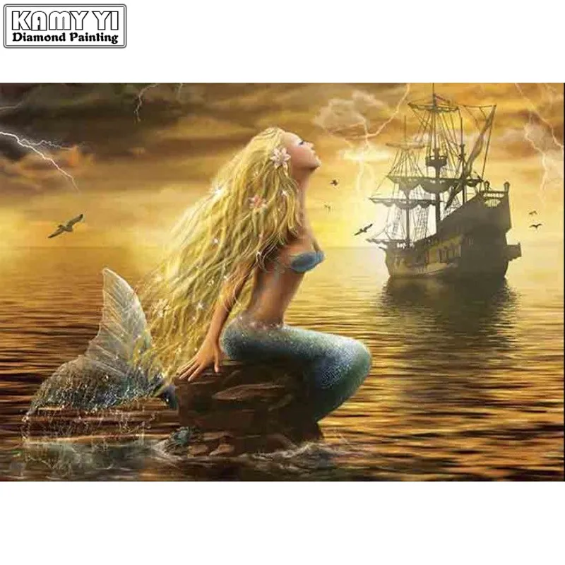 

Full Square drill 5D DIY Diamond painting Mermaid Embroidery Mosaic Cross Stitch Rhinestone decor HYY