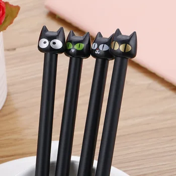 

100 pcs high quality black kitten neutral pen creative cartoon student stationery water-based signature pen