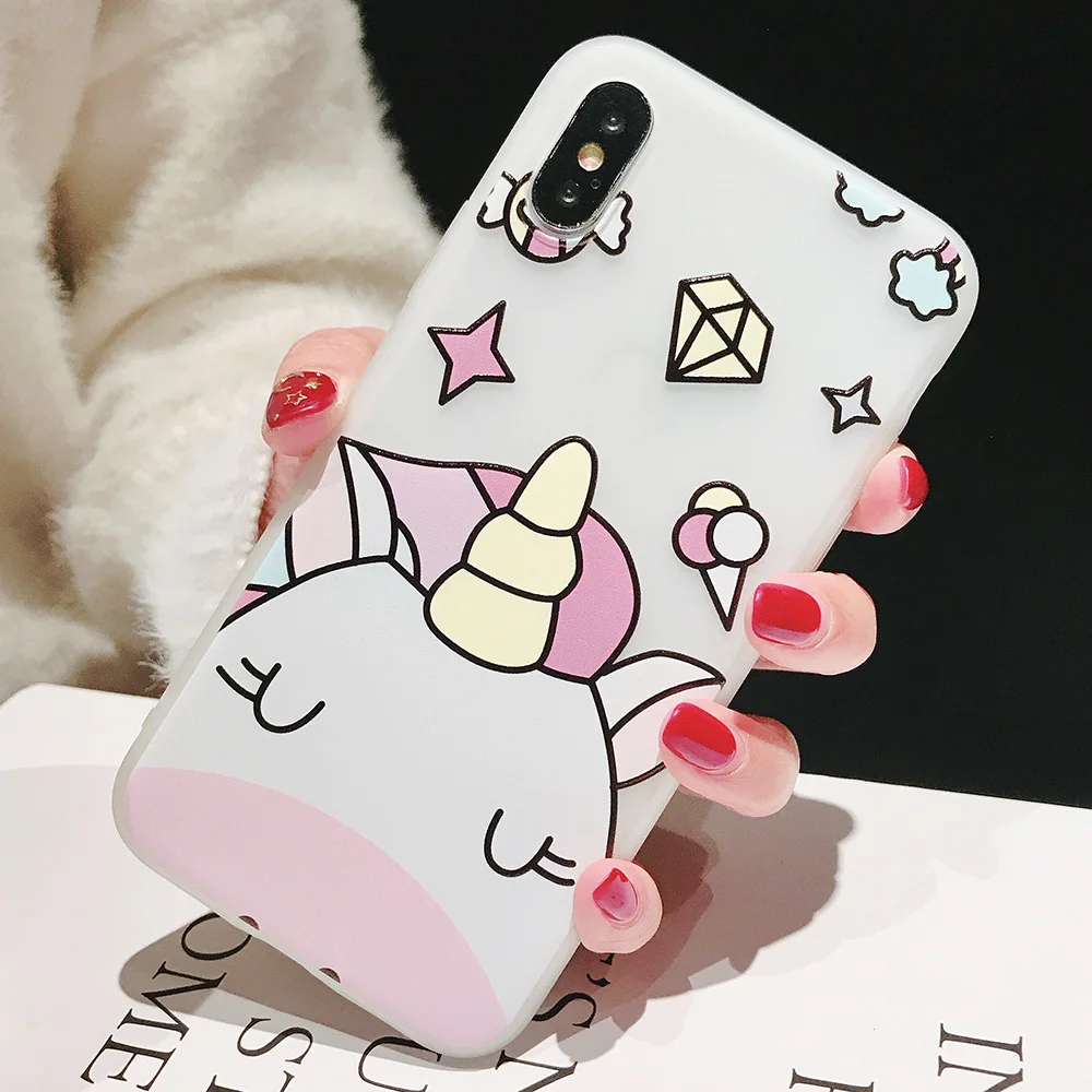 KIPX1104_2_JONSNOW Phone Case For iPhone XS Max XR XS 6 6S 7 8 Plus Funny Cute Emboss Unicorn Pattern Soft Silicone Cover Cases Capa Fundas