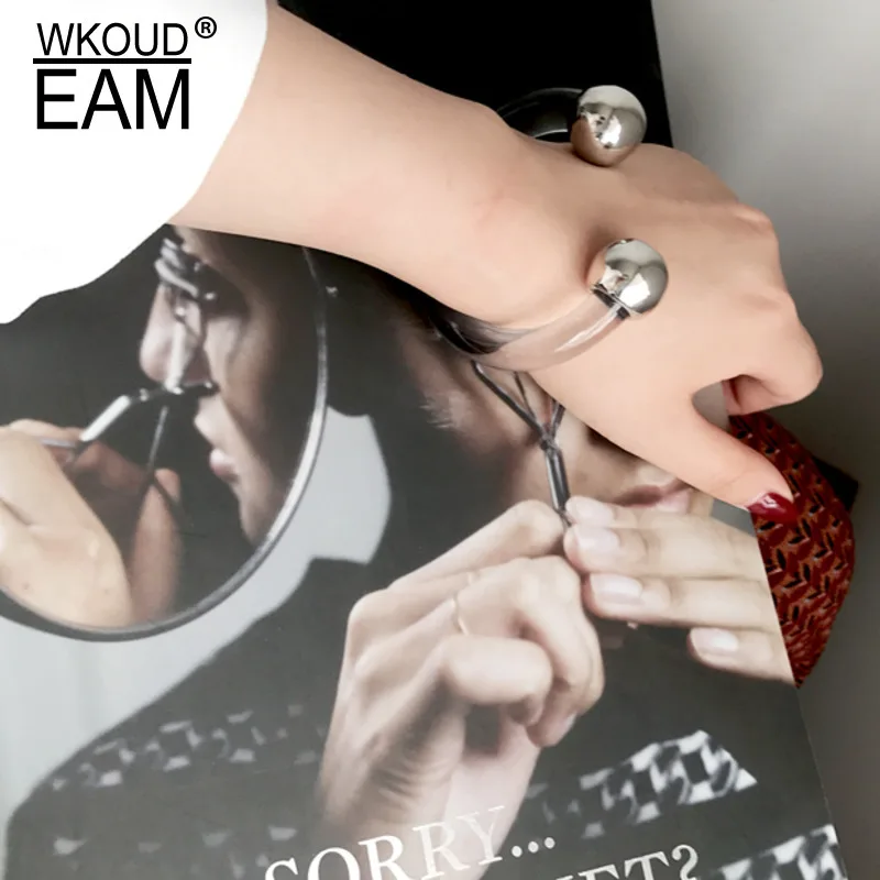 

WKOUD EAM 2019 New Woman Metal Ball Opening Brief Personality Bracelet Fashion Female Jewelry Accessories Party Gift 6#JY242