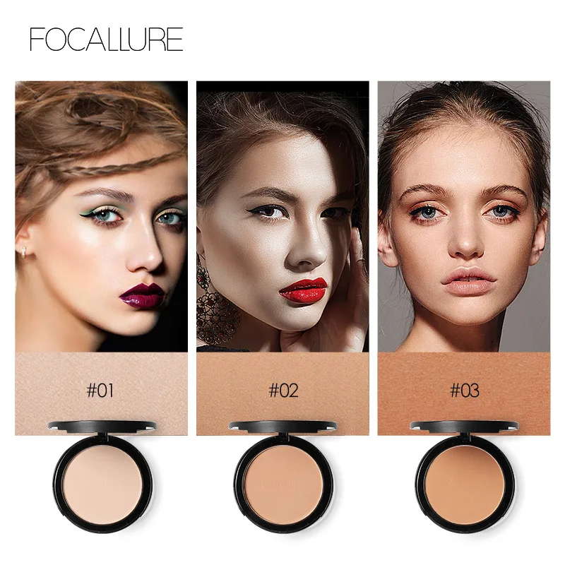 

Focallure Long Lasting Pressed Powder Oil-Control Contour Concealer Cover Mineral Foundation Nude Compact Powder Face Cosmetic