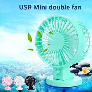 

Portable 2-Mode Speed Adjustable Double-vane Double Side Blade Mini USB Desk Fan