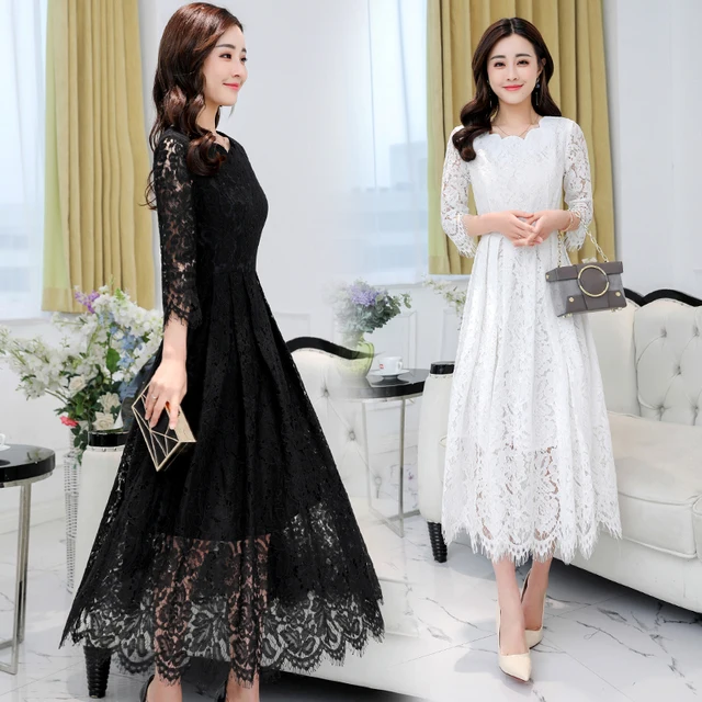 Free Shipping 2018 New Spring Summer Women Fashion Long Dresses Work Wear Lace Points Thin Slim Free Shipping 2018 New Spring Summer Women Fashion Long Dresses Work Wear Lace Points Thin Slim