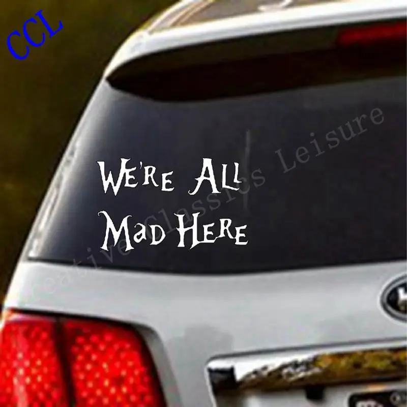 Наклейка на стену с надписью We All Mad Here Виниловая наклейка для MacBook ноутбуков