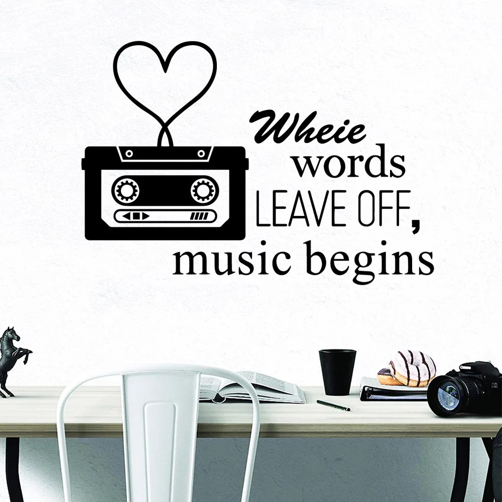 

words music begins Home Decorations Pvc Decal For Home Decor For Kids Room Decoration