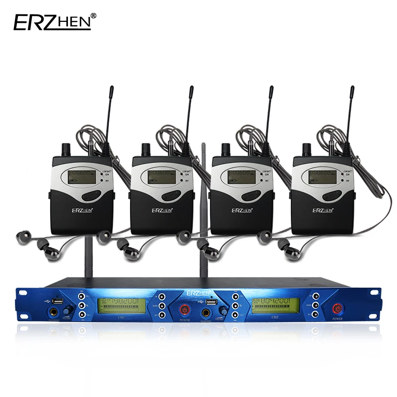 ear monitor wireless system with 4 receiver EM5012 In Stage monitor Ear Monitor System 2 Channel