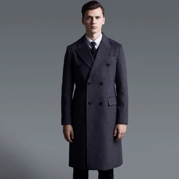 Plus Size Men Double Breasted Wool Pea Coat Winter Fashion Work Business Long Cashmere British Style Thick Coat Casaco S-6XL Plus Size Men Double Breasted Wool Pea Coat Winter Fashion Work Business Long Cashmere British Style Thick Coat Casaco S-6XL