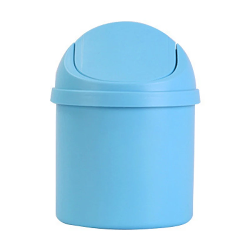 LF83005 пластиковый настольный мини мусорный бак с откидной крышкой, настольный автомобильный мини мусорный бак, мусорное ведро 1,5 л/0,40 галл., 4 цвета на выбор - Цвет: Blue