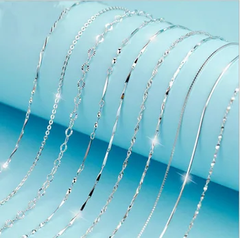 

promotion 5pcs/lot wholesale 925 sterling silver necklace women fashion jewelry Snake Box Chain Necklace Basic Chain for pendant