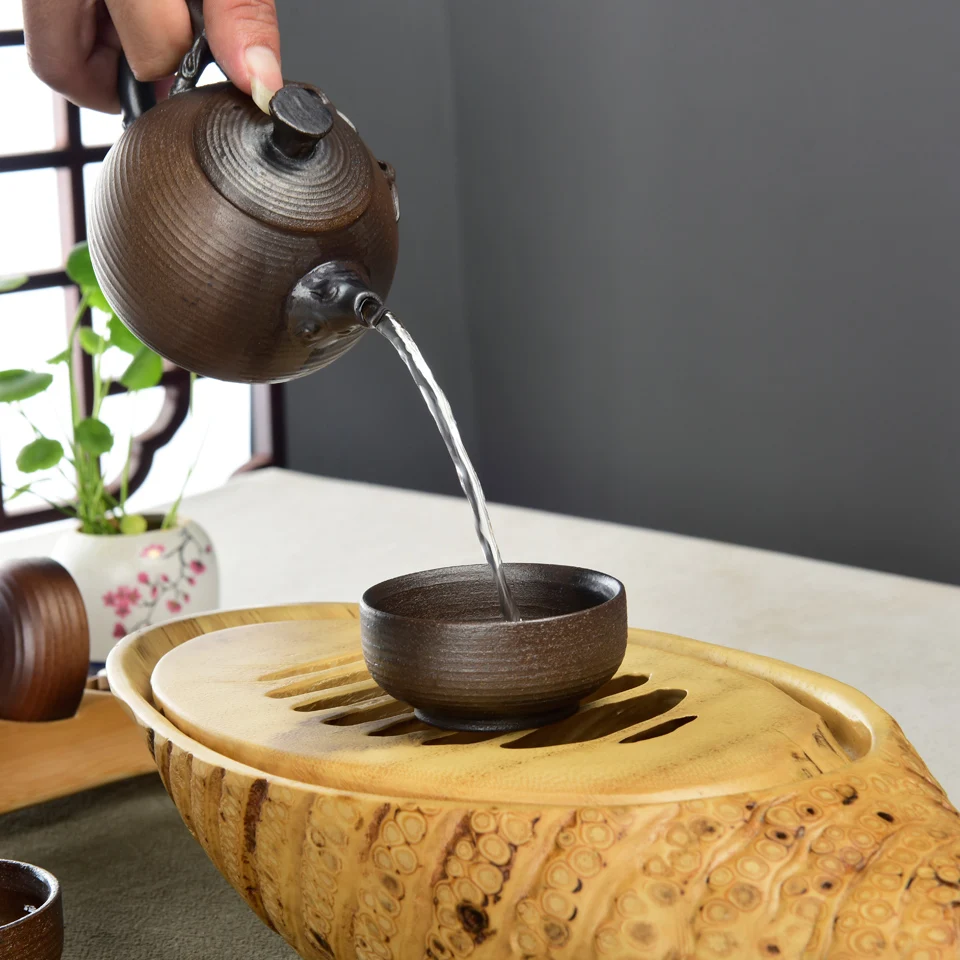 

Natural Bamboo root Dry foam Old bamboo root Tea tray pot Kung Fu tea sets Tea ceremony Small tea table