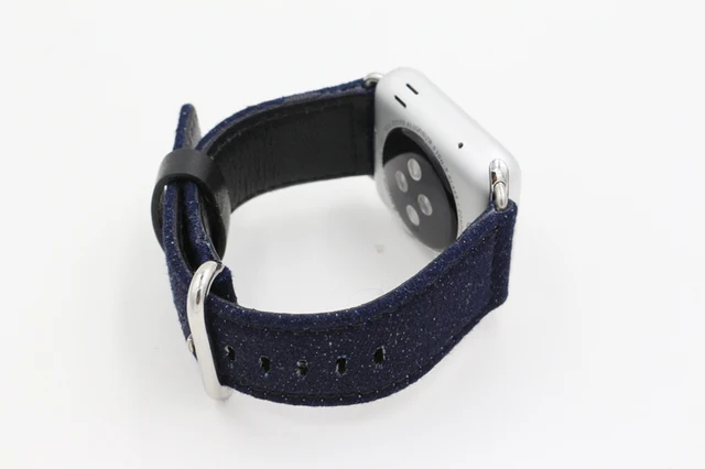 URVOI band for apple watch series 4 5 3 2 1 strap belt for iwatch canvas with classic buckle dark denim blue jean 38 42mm