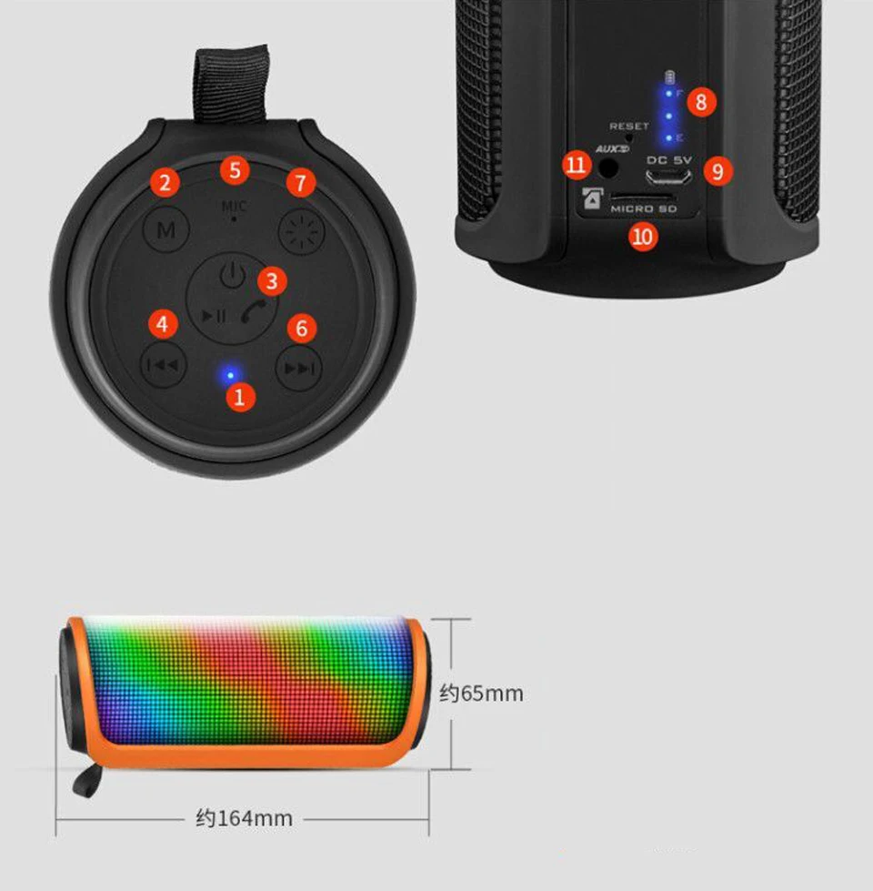 Lenue Bluetooth динамик водонепроницаемый плеер ударопрочный пылезащитный сабвуфер светодиодный наружный беспроводной динамик 1500 мАч стерео