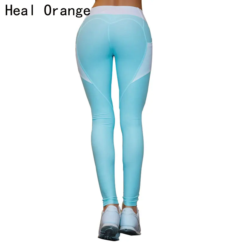 Heal Orange Heart Patchwork Sport Leggings Women Push Up Sexy Yoga