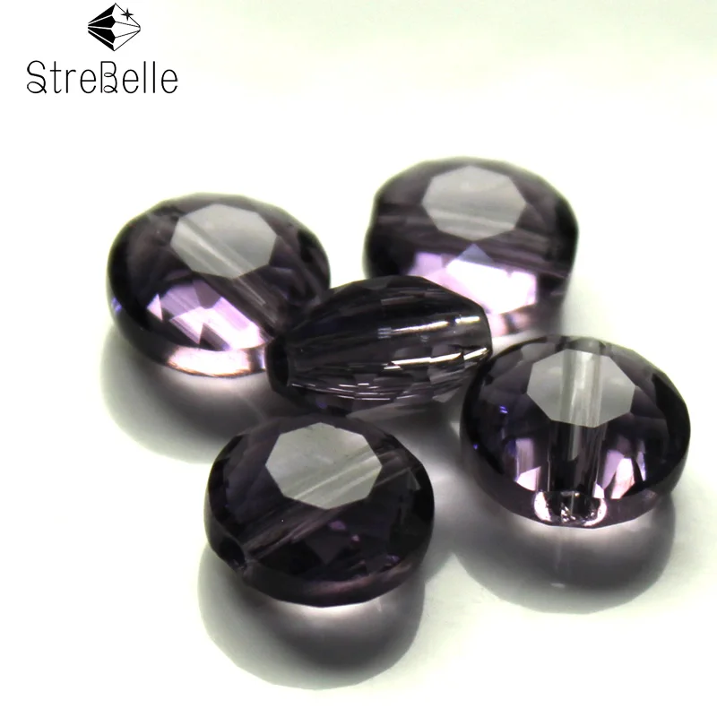 

elegant crystal fashion diy jewelry 12mm button shape beads flower cutting semi-crystal glass create your style