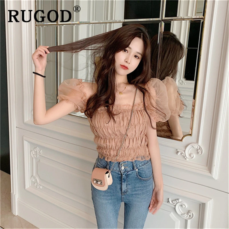 RUGOD/шифоновые шикарные модные топы на шнуровке с пышными рукавами универсальная