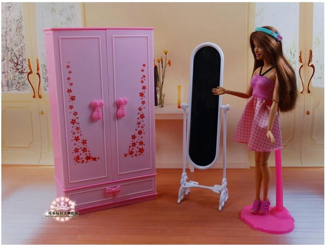 Dream Doll house mini Furniture Pink Chest Closet Wardrobe +
