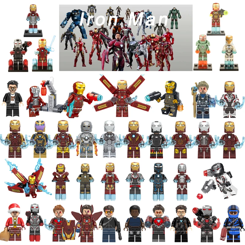 

Legoinglys Iron Man MK50 MK1 Avengers Super Heroes Legoingly Pepper War Machine Figures Building Blocks Model Toys For Children