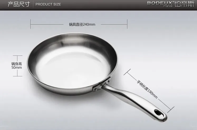 Frypan Inox SS#18/10 готовка PotT стейк Ppan из нержавеющей стали роскошные яйца Frypan 24 см