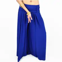 Женские танец живота эластичные штаны шаровары танцовщица брюки для девочек одноцветное цвет черный, белый, фиолетовый красный желтый