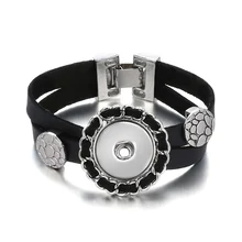 Новая мода черный бархат красоты кнопка мгновенного браслет 20 см fit 18 мм кнопки SE0143 Многослойная Браслеты