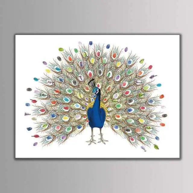 

Itschy Personalized names and date Peacock DIY Fingerprint Wedding Guest Book with Inkpads Wedding Decoration