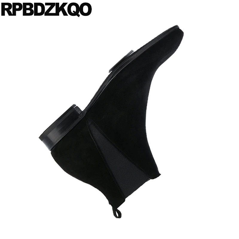 Cuero Negro A Cremallera Otoño Hecho Genuino Grandes Botas 2018 Grande Zapatos Gamuza Hombres Talla Mano Botines Corto Puntiaguda Punta Tobillo Vestido HXx8q