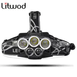 Litwod Z302309 5 светодиодные фары 3T6 + 2LST alu-сплава фары фара 6 Режим Портативный налобный фонарь 8 вариантов для кемпинга