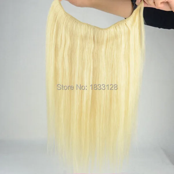 10 30inch Peruvian Remy Hair Fish Wire Hair Extension All 613 blonde