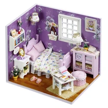 DIY деревянный кукольный дом Сладкий Фиолетовый номер коробка ручной работы 3D миниатюрный кукольный домик деревянные Обучающие игрушки девочка подарок Счастливый Рождественский подарок