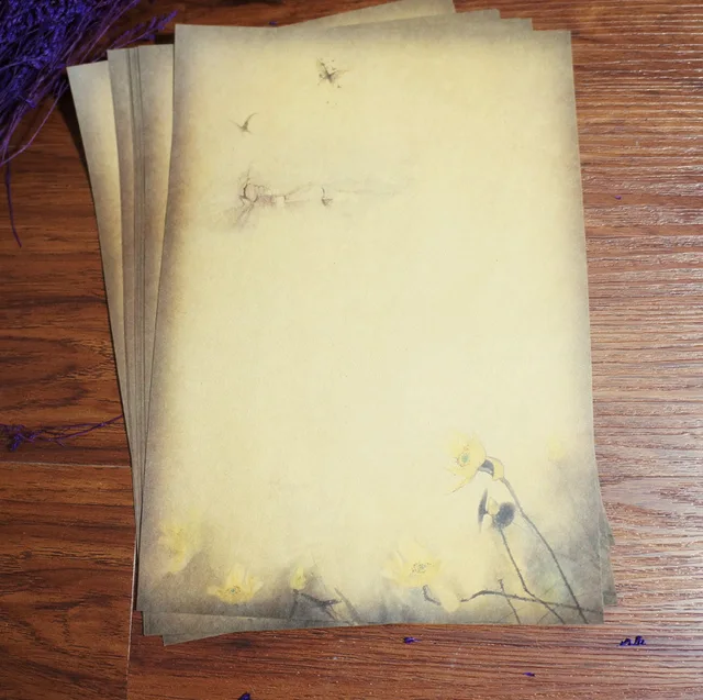 80pcs chinese ink painting traditional ancient classical lotus letter pad
