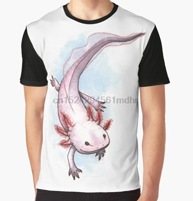 Мужская футболка с принтом AXOLOTL (1) коротким рукавом и круглым вырезом Графический