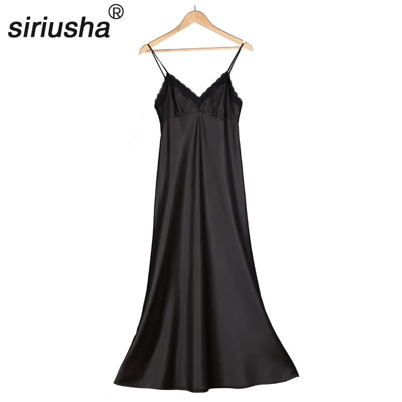 

2019 Nightwear Sleepwear Night Dress Long Nightgown Female Sexy Silk Lace Like Bridesmaids Big Code Evening European Style S46