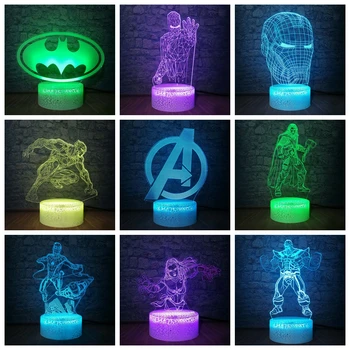 

Marvel Superhero Iron Batman 3D LED Lamp 7 Color Change Bedroom Sleep Table Night light RGB Blub Decor Child Christmas Gift Toy